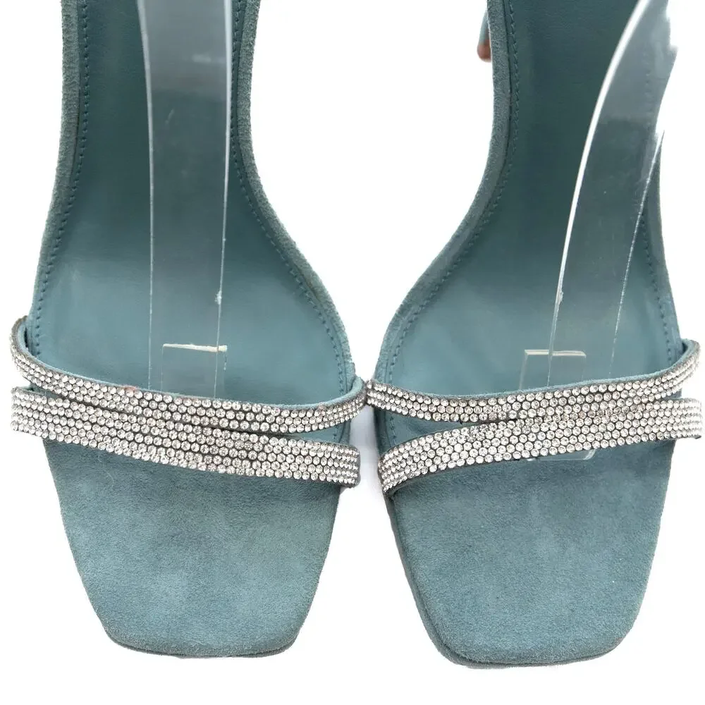 Vince Camuto Aqua Blue Shaded Spruce Kiahna Ankle Wrap Stiletto Heels Size 8